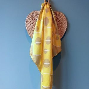 Vintage Silk and Rayon Yellow and Tan Scarf :